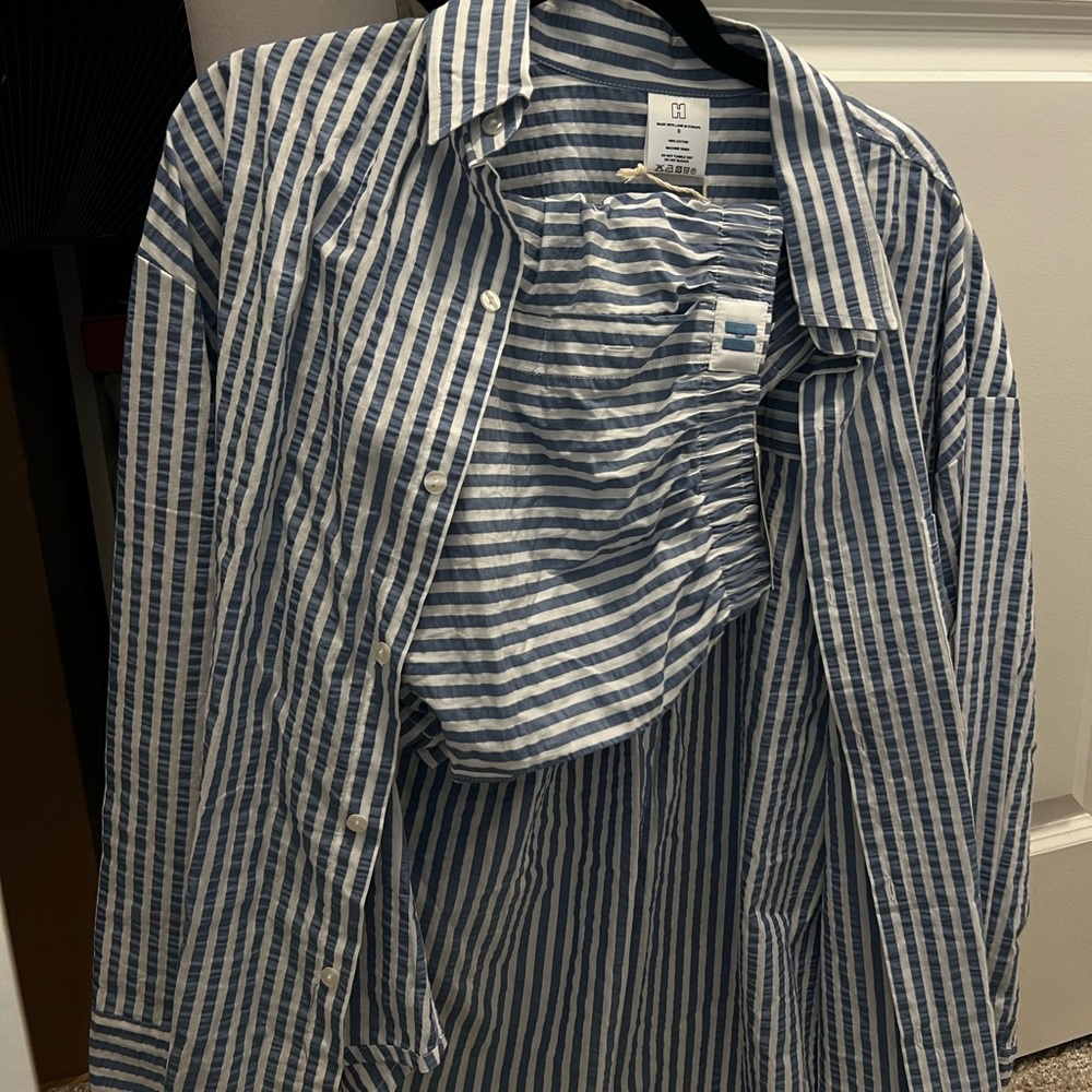 Blue and White Striped Set